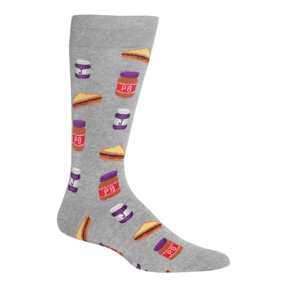 HOTSOX Mens Gray Graphic Elasticized Cuff Novelty Crew Socks 6-12.5